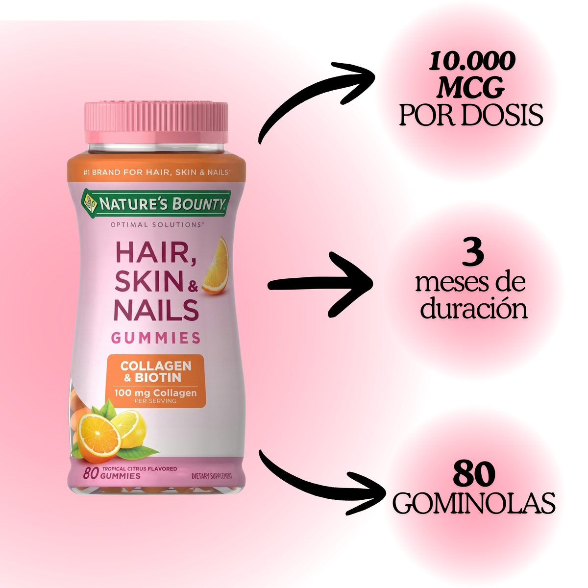 Collagen & Biotin Gummies - Tropical Flavor
